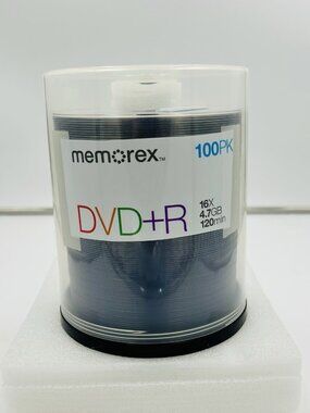Memorex DVD+R 16X 4.7GB 120min 100 Pack Spindle New